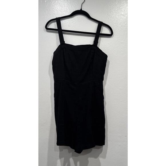Old Navy Pants - Old Navy Black Utility Romper Womens Size Medium Linen Blend Boho Pockets